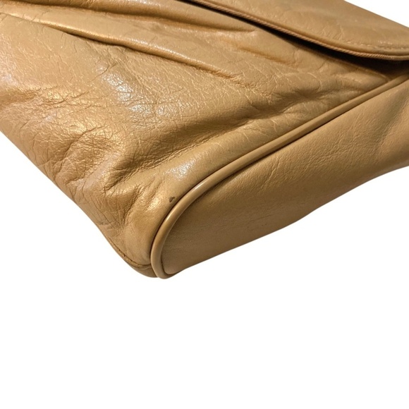 Vintage PIERRE CARDIN Leather Clutch Shoulder Bag Tan Parisian - Picture 9 of 11